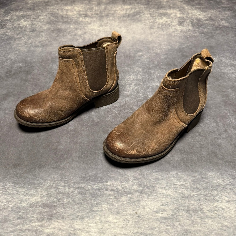 UGG Bonham II Chelsea Boots Brown Suede Sheepskin Lined 1095150 Womens 5